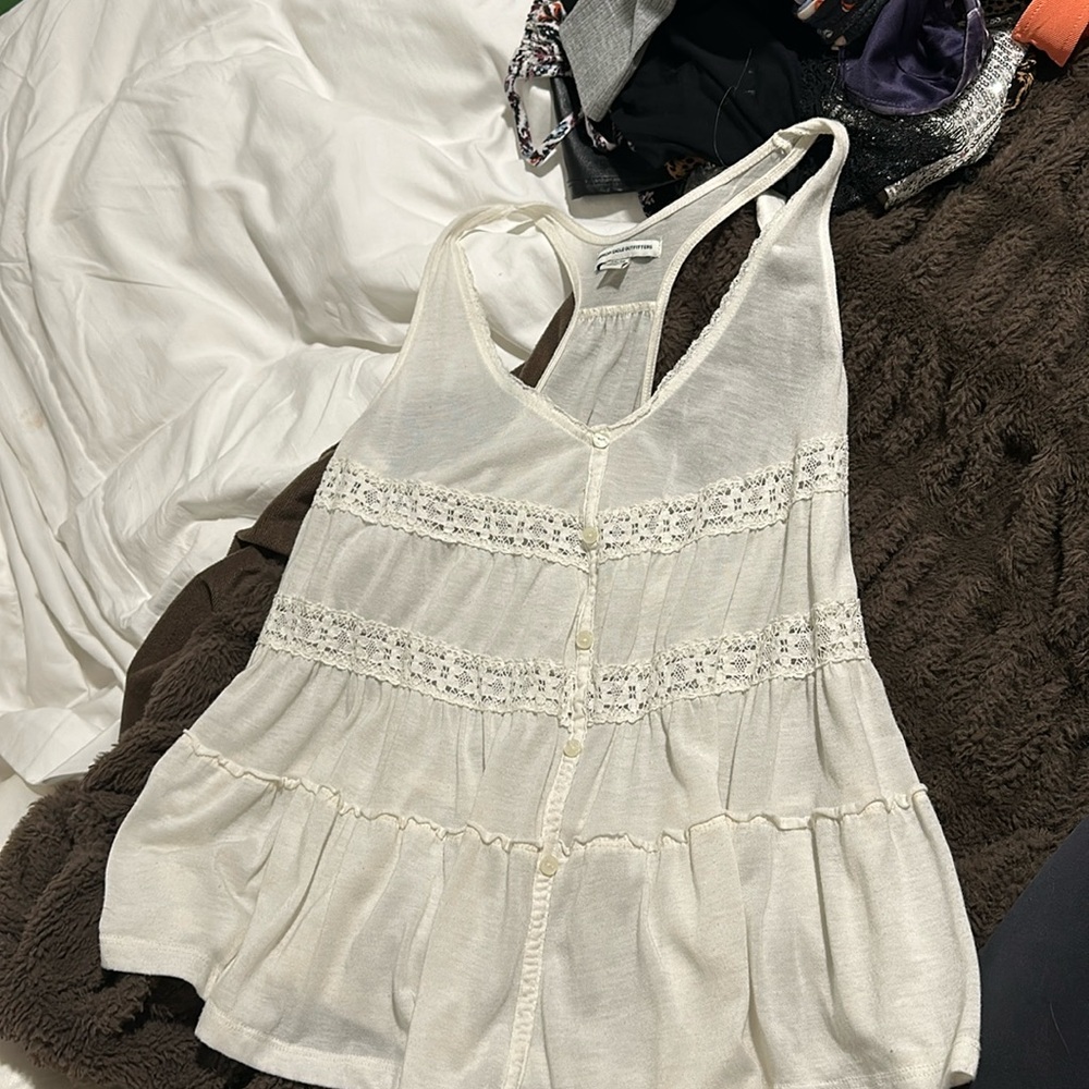 White tank top flowy lace